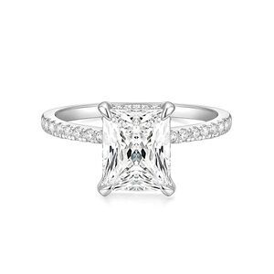 4CT Engagement Ring for Women Radiant Cut Cubic Zirconia Wedding Band CZ